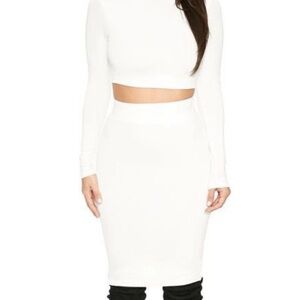 Naked Wardrobe White midi skirt